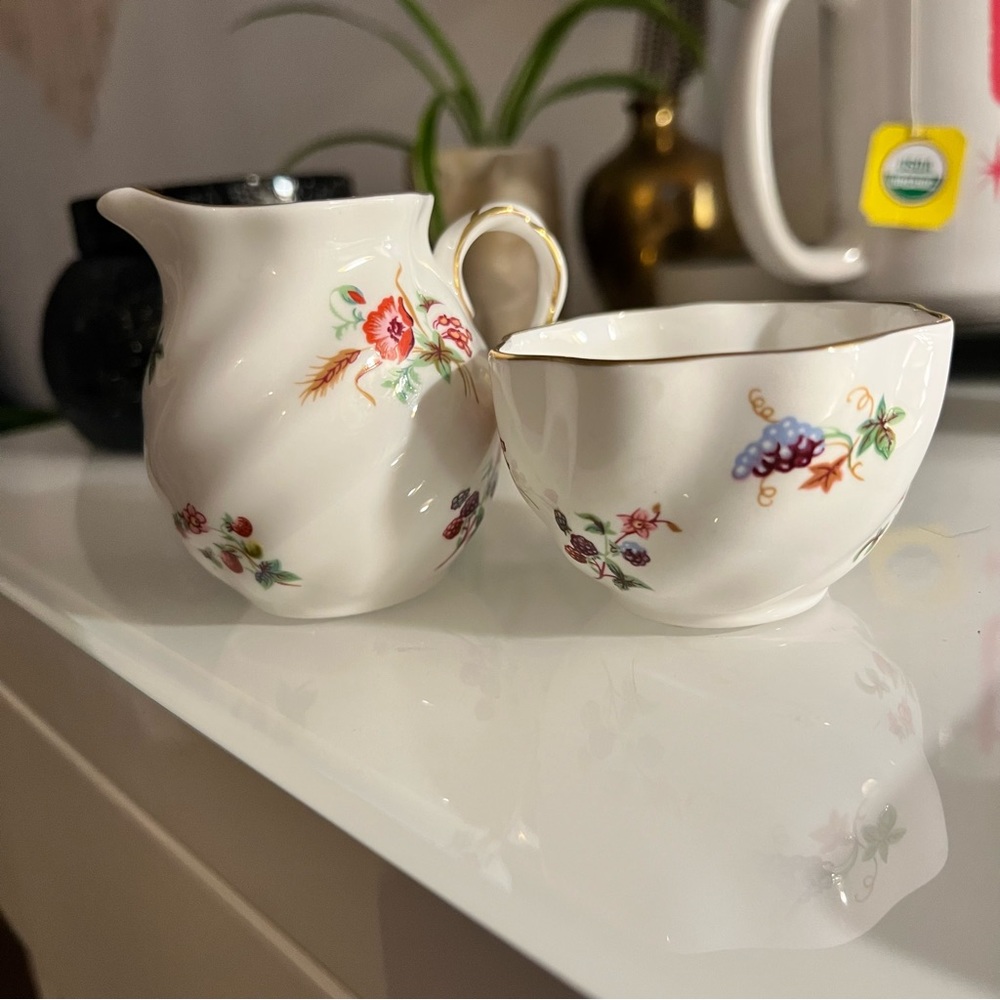 Vintage Coalport Individual Creamer and Open Sugar Bowl